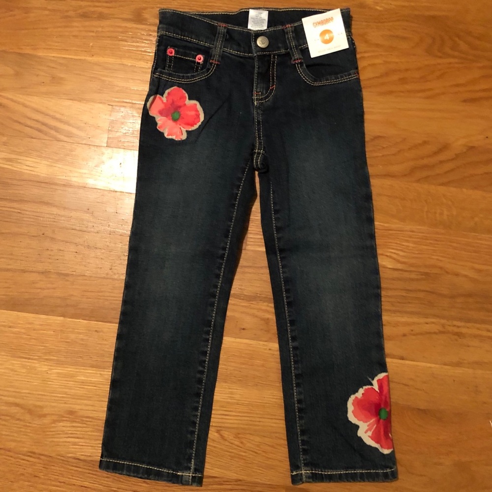 New! Gymboree dark denim with bright flowers
